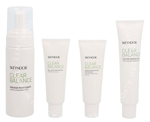 Skeyndor Clear Balance Oily Skins Pack 325ml Pure Cleaning Foam 150ml/Pore Normalising Factor 75ml/Pure Defense Gel 50ml/Pore Refining Repair Serum 50ml - Afbeelding 2