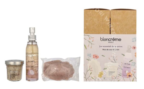 Blancreme Season Essentials Set - Coconut & Lychee 160ml Fresh Fragrance 50ml/Soap 70gr/Body Scrub 40ml