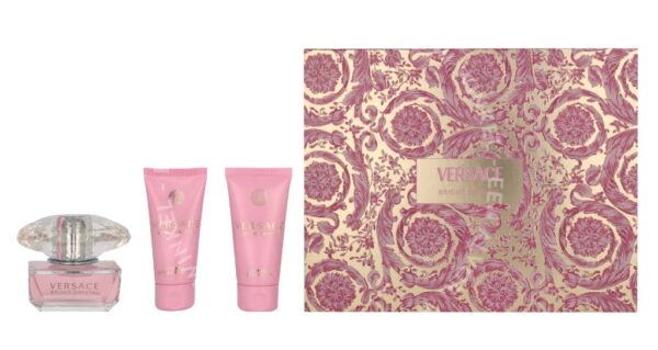 Versace Bright Crystal Giftset 150ml Edt Spray 50ml/Bath & Showergel 50ml/Body Lotion 50ml