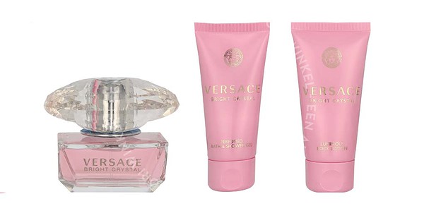 Versace Bright Crystal Giftset 150ml Edt Spray 50ml/Bath & Showergel 50ml/Body Lotion 50ml - Afbeelding 2