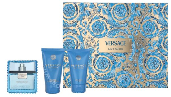 Versace Man Eau Fraiche Giftset 150ml Perfumed Bath & Shower Gel 50ml/Aftershave Balm 50ml/Edt Spray 50ml