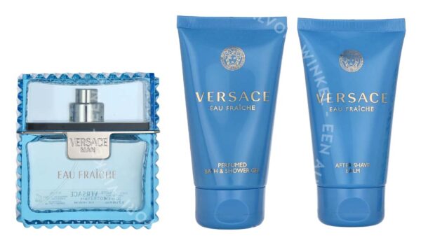 Versace Man Eau Fraiche Giftset 150ml Perfumed Bath & Shower Gel 50ml/Aftershave Balm 50ml/Edt Spray 50ml - Afbeelding 2