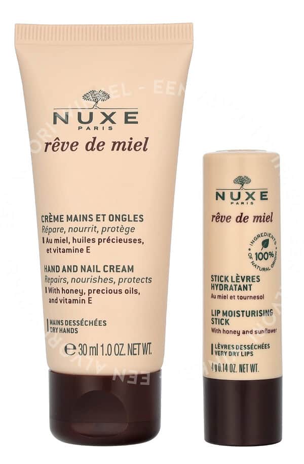 Nuxe Reve De Miel Set 34ml Hand & Nail Cream 30ml/Lip Moisturizing Stick 4g