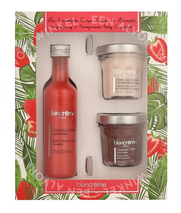 Blancreme Body Essentials Trio Set 155ml Shower Gel 75ml/Body Scrub 40ml/Body Cream 40ml - Strawberry - Afbeelding 2