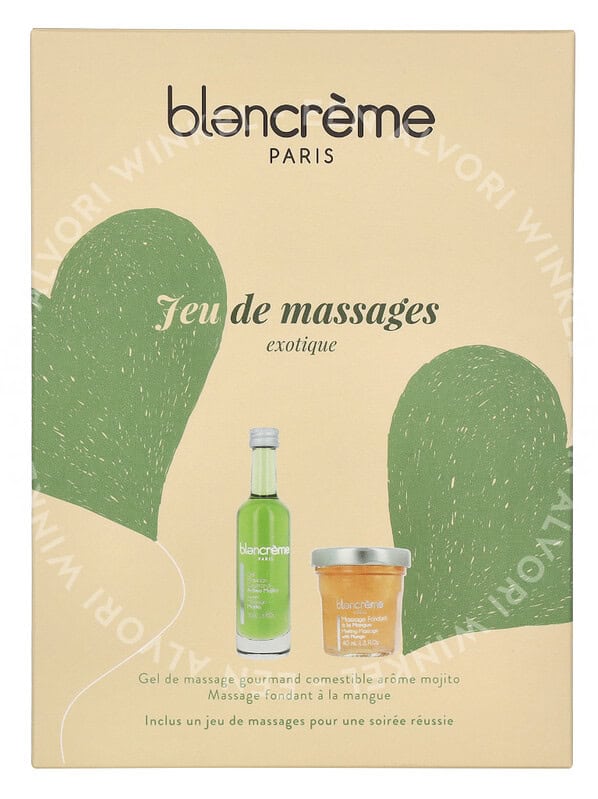 Blancreme Exotic Massage Set 90ml Moito Massage Gel 50ml/Mango Melt Massage 40ml/1x Dice/2x Counters/1xHeadband/1x Goose Game - Afbeelding 3