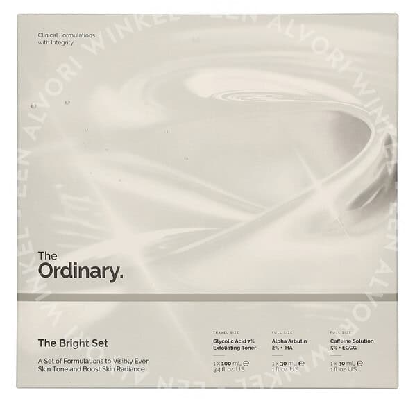 The Ordinary The Bright Set 160ml Glycolic Acid 7% Exfoliating Toner 100ml/Alpha Arbutin 2% + HA 30ml/Caffeine Solution 5% 30ml - Afbeelding 3