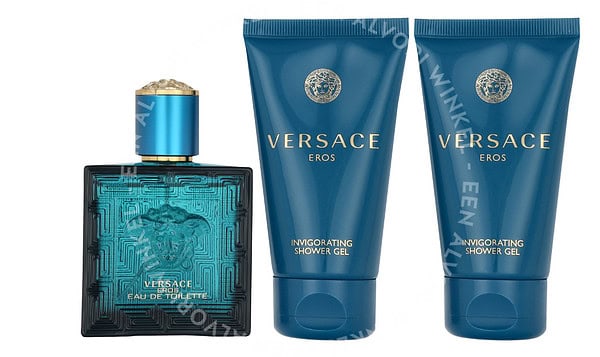 Versace Eros Pour Homme Giftset 150ml Edt Spray 50ml/After Shave Balm 50ml/Shower Gel 50ml - Afbeelding 2