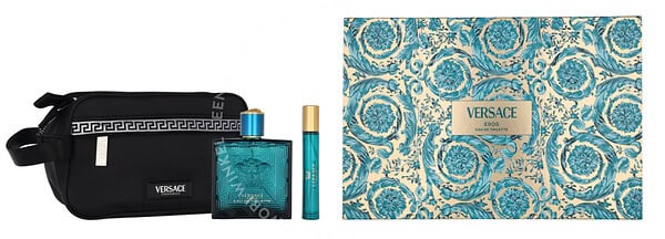 Versace Eros Pour Homme Giftset 110ml Edt Spray 100ml/Edt Spray 10ml/Black Trousse