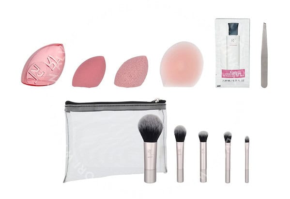 Real Techniques 12 Days Of Glow Advent Calendar 12stuk Cleansing Sponge/Complexion Sponge/Travel Sponge Cage/Mask Applicator/5 Brushes/Brush Cleanser Gel/Tweezers/Pouch - Afbeelding 2