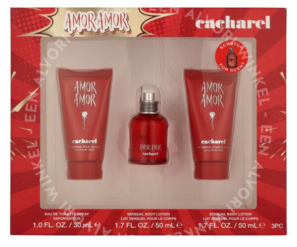 Cacharel Amor Amor Giftset 130ml Edt Spray 30ml/2x50ml Body Lotion - Afbeelding 2