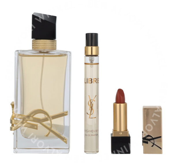 YSL Libre Giftset 101,3ml Edp Spray 90ml/Edp Travel Spray 10ml/Mini Rouge Lipstick Shade Nude Muse 1,3gr - Afbeelding 2