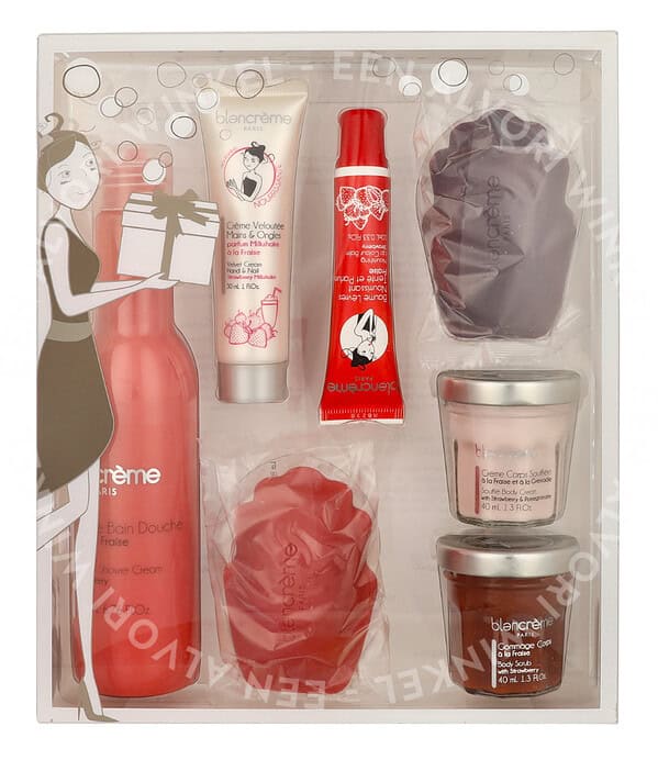 Blancreme Strawberry & Pomegranate Set 460ml Shower Gel 200ml/Body Cream 40ml/Body Scrub 40ml/2x Soap Madeleine 70gr/Handcream 30ml/Lipbalm 10ml - Afbeelding 2