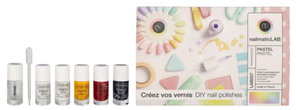 Nailmatic Nail Polish Set 52,5ml Pastel - 5x Nail Polish 8ml/5x Mixing Base 2,5 ml/10 Pipettes/5 Labels/1 Booklet With 20 Recipes