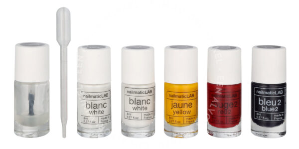 Nailmatic Nail Polish Set 52,5ml Pastel - 5x Nail Polish 8ml/5x Mixing Base 2,5 ml/10 Pipettes/5 Labels/1 Booklet With 20 Recipes - Afbeelding 2