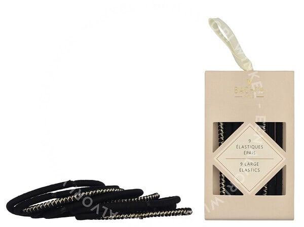 Bachca Paris Thick Hair Elastics Set 9stuk 9 Pieces Black & Lurex