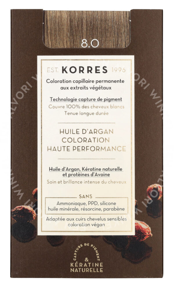 Korres Argan Oil Advanced Colorant 145ml 8.0 Light Blonde - Colorant 50ml/Emulsion 75ml/Conditioner 20ml - Afbeelding 3