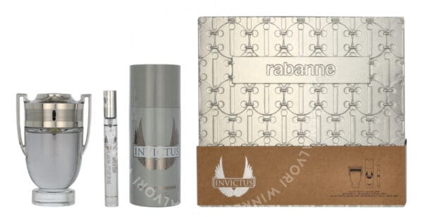 Paco Rabanne Invictus Giftset 260ml Edt Spray 100 ml/Deodorant Spray 150 ml/Edt Travel Spray 10 ml