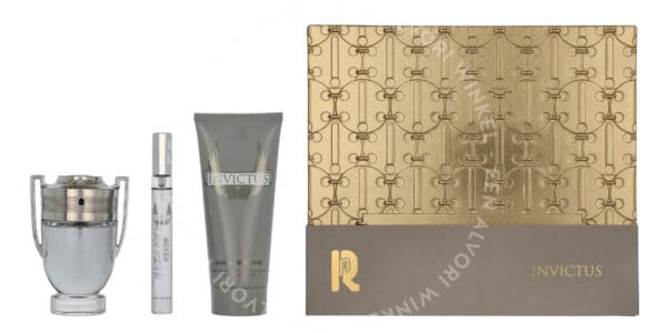Paco Rabanne Invictus Giftset 160ml Edt Spray 50ml/All Over Shampoo 100ml/Edt Travel Spray 10ml