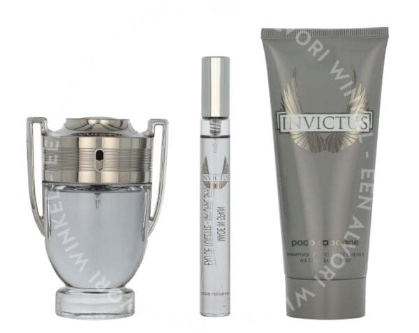 Paco Rabanne Invictus Giftset 160ml Edt Spray 50ml/All Over Shampoo 100ml/Edt Travel Spray 10ml - Afbeelding 2