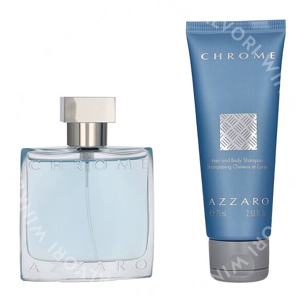 Azzaro Chrome Giftset 125ml Edt Spray 50ml/Hair & Body Shampoo 75ml - Afbeelding 2