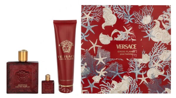 Versace Eros Flame Giftset 255ml Edp Spray 100ml/ Bath & Shower Gel 150ml/Miniatura