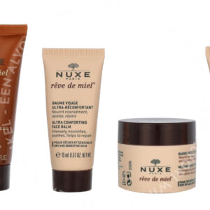Nuxe Reve De Miel Travel Kit 90ml Face and Body Wash 30 ml/Face Balm 15 ml/Melting Body Oil Balm 30 ml/Hands and Nails Cream 15 ml