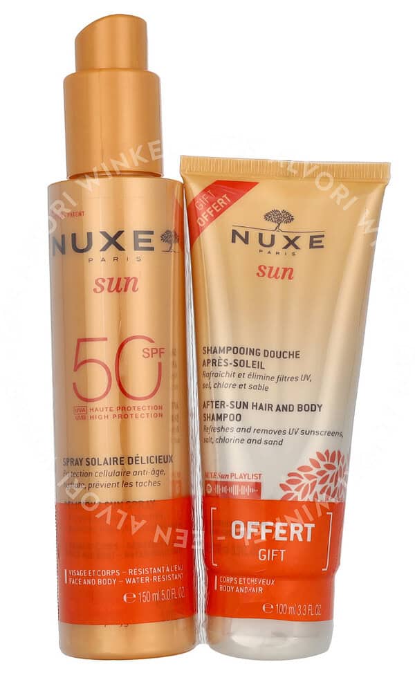 Nuxe Sun Delicious Set 250ml Sun Spray High Protection SPF50 Face & Body 150 ml/After-Sun Hair & Body Shampoo 100 ml - Afbeelding 2
