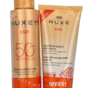 Nuxe Sun Delicious Set 250ml Sun Spray High Protection SPF50 Face & Body 150 ml/After-Sun Hair & Body Shampoo 100 ml
