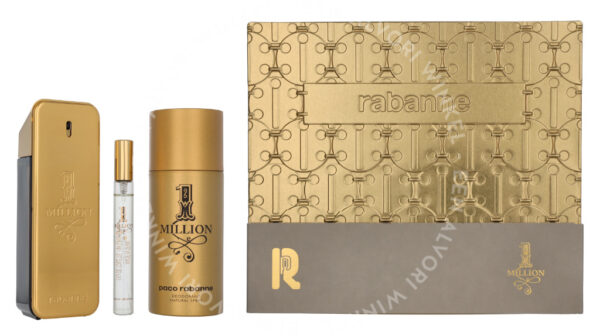 Paco Rabanne 1 Million Giftset 260ml Edt Spray 100 ml/Deo Spray 150 ml/Edt Travel Spray 10ml