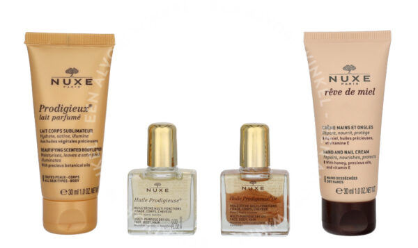 Nuxe Prodigieux Travel Kit 80ml Prodigieux Body Milk 30ml/Oil Prodigieuse 10ml/Oil Prodigieuse Or 10ml/Hand Cream 30ml
