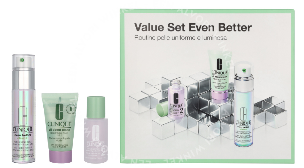Clinique Beauty Routine Anti Stains Set 90ml Even Better Serum 30ml/AAC Soap Mild 30ml (promo)/Clarifying Lotion 2 30ml (promo)