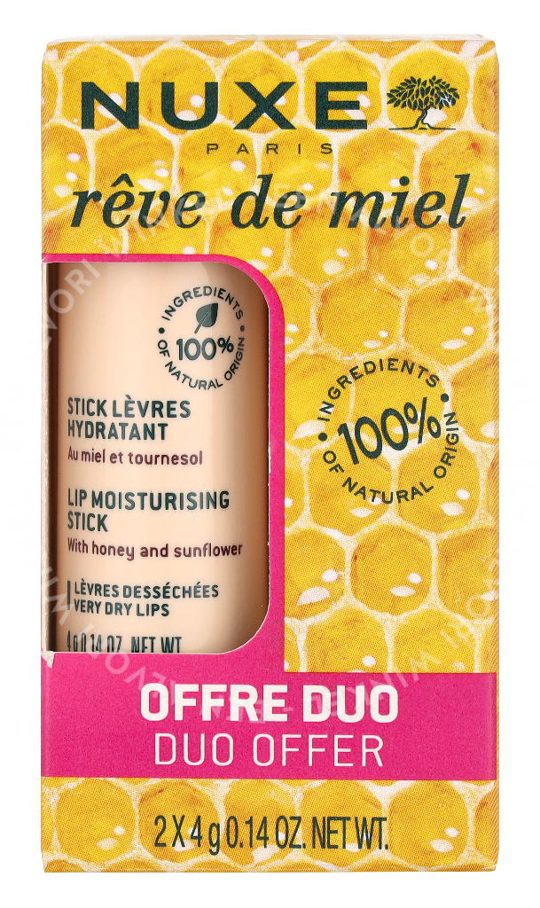 Nuxe Reve De Miel Lip Moisturizing Stick Duo Set 8ml 2x4gr