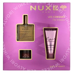 Nuxe The Iconics Giftset 115ml Huile Prodigieuse 50ml/Honey Lip Balm 15g/High Shine Shampoo 50ml