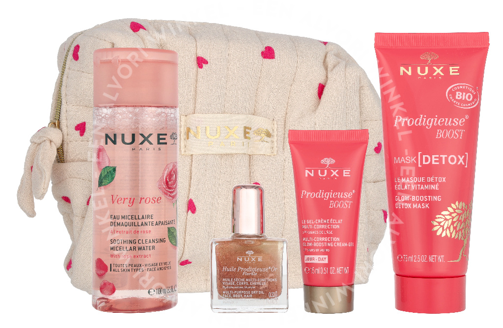 Nuxe Pink Crush Travel Kit 200ml Micellar Water 100ml/Mask 75ml/Gel-Cream 15ml/Oil 10ml - Afbeelding 2