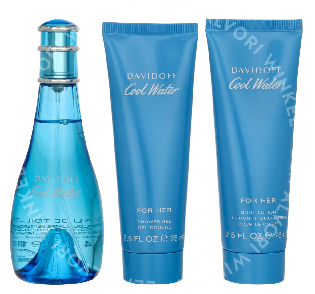 Davidoff Cool Water Woman Giftset 250ml Edt Spray 100ml/Body Lotion 75ml/Shower Gel 75ml - Afbeelding 3