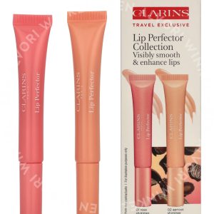 Clarins Natural Lip Perfector Set 24ml #01 Rose Shimmer 12ml/ #02 Apricot Shimmer 12ml