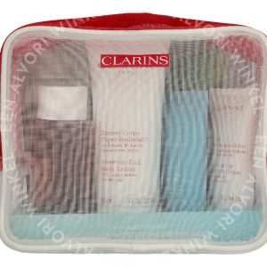 Clarins Head-To-Toe Moisturizing Essentials Set 228ml Lotion 100ml/ Cream 30ml/Cleanser 50ml/Balm 15ml/Cream 30ml/Gel 3ml/Bag
