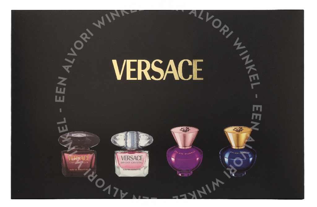 Versace Miniatures Set Women 20ml 4x5ml - Crystal Noir Edt/Bright Crystal Edt/Dylan Purple Edp/Dylan Blue Edp - Afbeelding 2