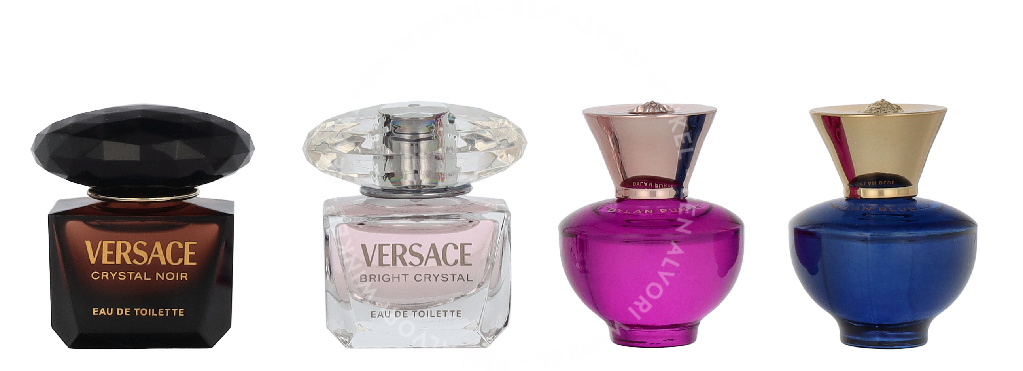Versace Miniatures Set Women 20ml 4x5ml - Crystal Noir Edt/Bright Crystal Edt/Dylan Purple Edp/Dylan Blue Edp - Afbeelding 3