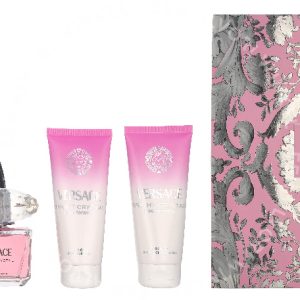 Versace Bright Crystal Giftset 290ml Edt Spray 90ml/Body Lotion 100ml/Shower Gel 100ml/Pouch