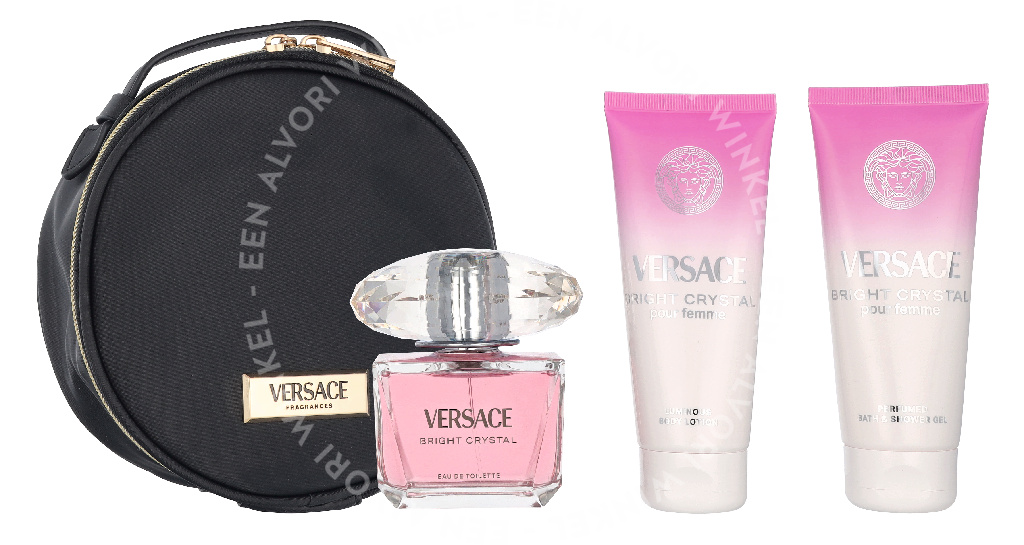 Versace Bright Crystal Giftset 290ml Edt Spray 90ml/Body Lotion 100ml/Shower Gel 100ml/Pouch - Afbeelding 3