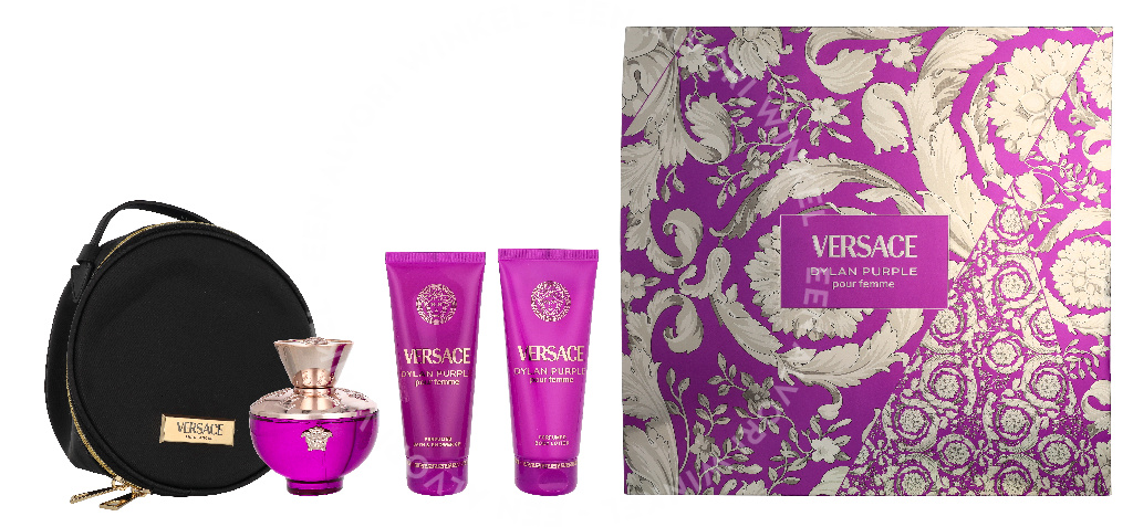 Versace Dylan Purple Pour Femme Giftset 300ml Edp Spray 100ml/Body Lotion 100ml/Shower Gel 100ml /Bag