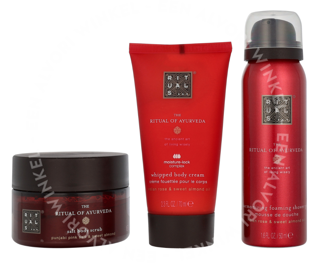 Rituals Ayurveda Trial Set 245ml Foaming Shower Gel 50ml/Body Scrub 125g/Body Cream 70ml - Afbeelding 2