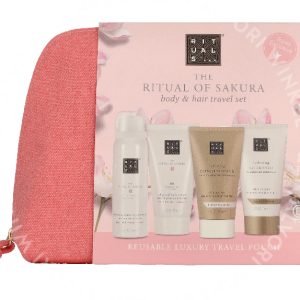 Rituals Sakura Body & Hair Travel Set 260ml Foaming Shower Gel 50ml/Conditioner 70ml/Shampoo 70ml/Whipped Body Cream 70ml
