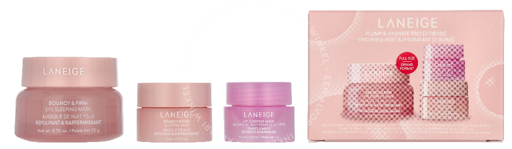 Laneige Plump & Hydrate Trio Set 33g Lip Sleeping Mask 3g/Sleeping Mask 10ml/Eye Sleeping Mask 20g
