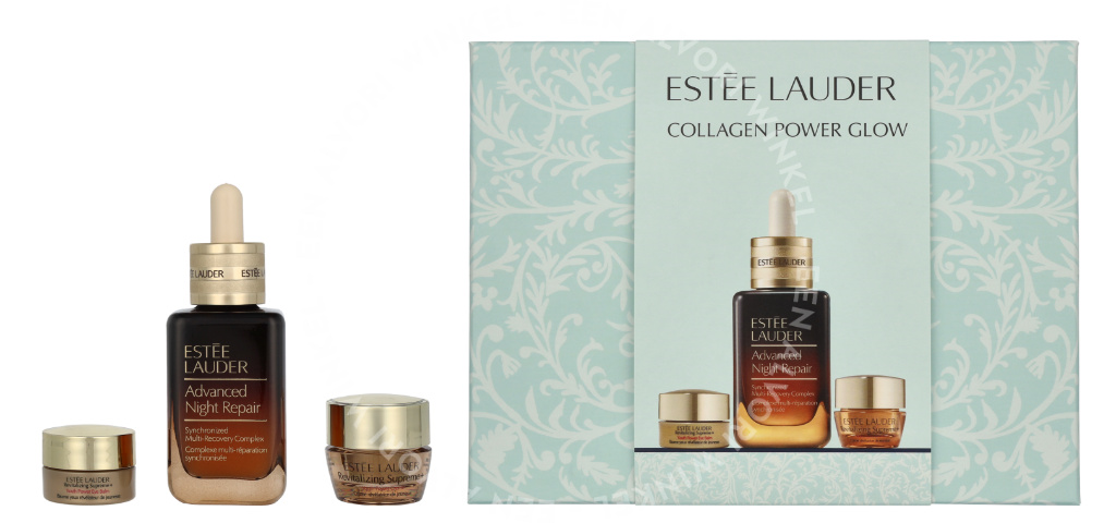 E.Lauder Collagen Power Glow Set 58ml Night Repair 50ml,/Revitalizing Supreme + Youth Power Eye Balm 3ml/Revitalizing Supreme/Youth Power Creme 5ml,