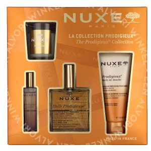 Nuxe Huile Prodigieuse Set 275ml Parfum Spray 15ml/Candle 60gr/Oil 100ml/ Shower Gel 100ml