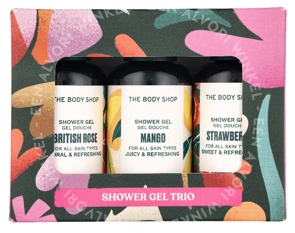 The Body Shop G1 Shower Gel Trio Set 180ml Pink Grapefruit Shower Gel 60ml/Strawberry Shower Gel 60ml/British Rose Shower Gel 60ml