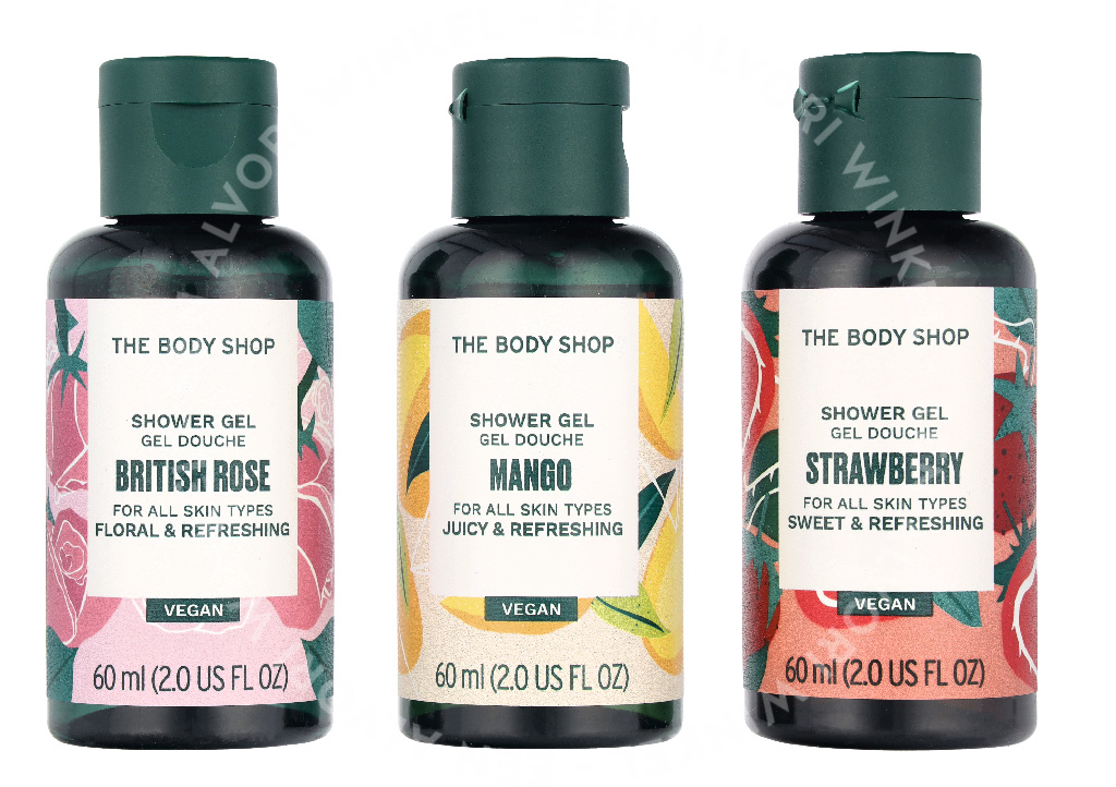 The Body Shop G1 Shower Gel Trio Set 180ml Pink Grapefruit Shower Gel 60ml/Strawberry Shower Gel 60ml/British Rose Shower Gel 60ml - Afbeelding 2