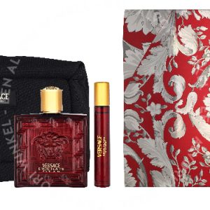 Versace Eros Flame Giftset 110ml Edp Spray 100ml/Edp Spray 10ml/Black Trousse